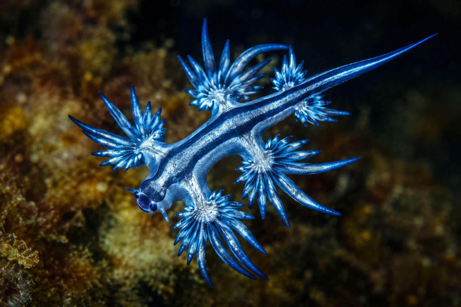 Glaucus atlanticus, a nudibranch that stores stolen stinging cells from venomous jellyfish